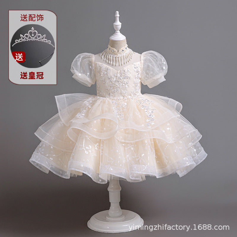 Amazon export girls' dresses model runway performance costume host performance costume tutu skirt children's princess dress