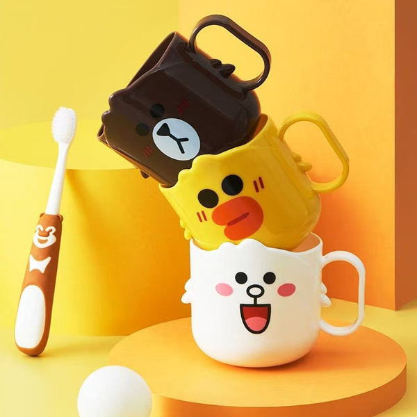 Children's cute and drop-resistant baby brushing cup mouthwash cup cartoon little yellow duck water cup plastic boy and girl household