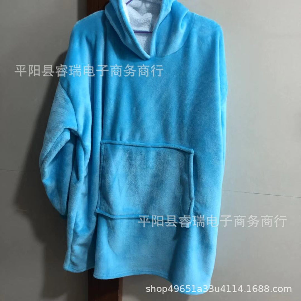 Pullover fleece thickenedlong pajamas heattech tv blanket outdoor cold-proof nightgown couple outfit sweatshirt fleece heattech