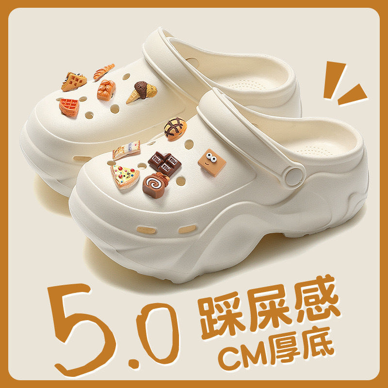 Thick soleeva crocs women's summer outwear 2025new arrivalheight increasing outdoor beach seaside ins toe cap slippers
