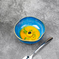European style kiln turned blue ceramic salad bowl restaurant hotel special stylish vegetable soup bowl noodle bowl special-shaped ceramic bowl