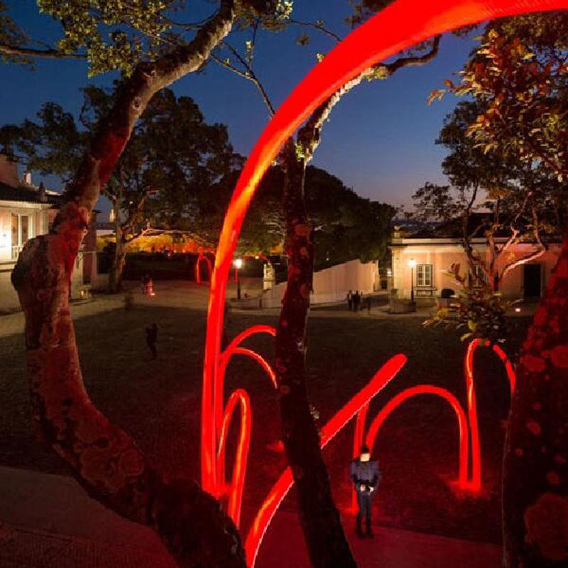 Commercial Street Shopping Mall Outdoor LED Color-changing Lighting Interactive Installation Meichen Cross Street Arch Creative Art Curve Light