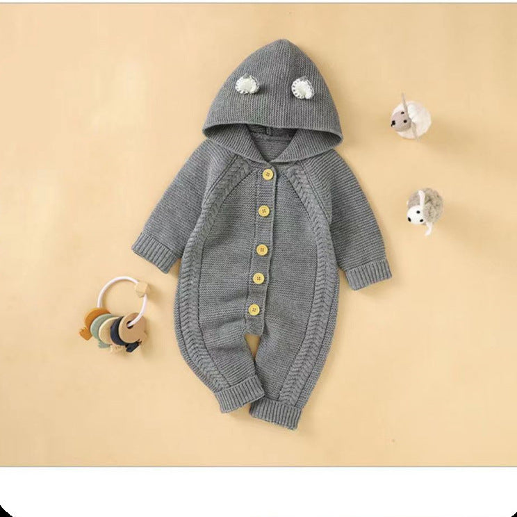 Baby knitting onesie fall and winternewborn baby boy and girl sweater cute heattech romper 016