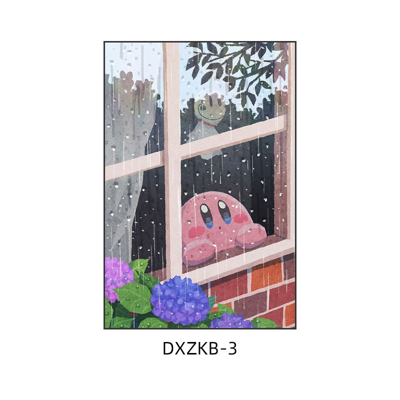 Star Kirby decorative painting pink girl bedroom children's room hanging painting cartoon animation cute princess bedside mural