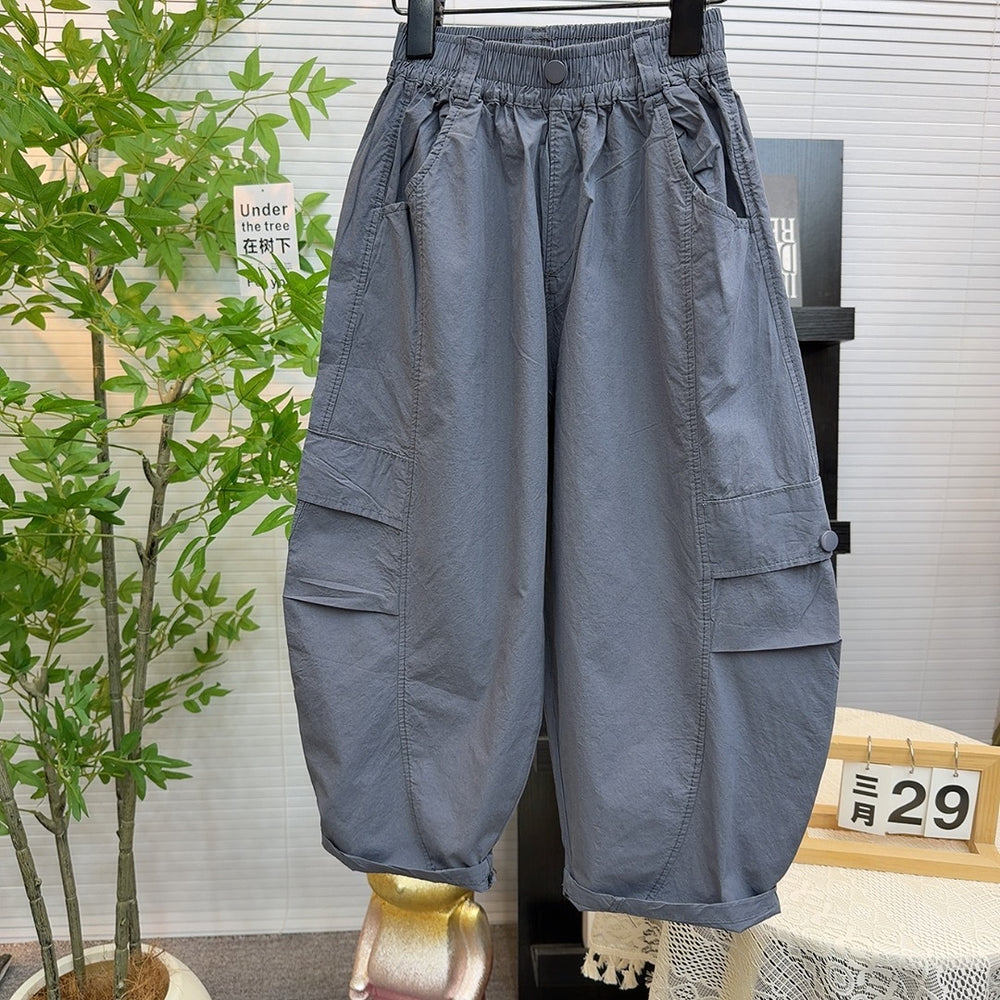 [washable 100% cotton] spring and summer new thin pure cotton candy color workwear scimitar casual pants 2617