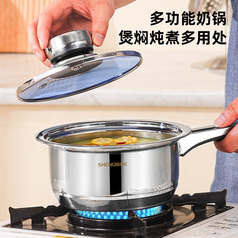 South America hot-selling wide-sided stainless steel pot thermometer cover blue glass cover 50-piece set pot set soup pot set pot