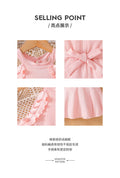children's summer camisole top and flared pants set, in a blush pink ribbed knit, for girls. includes a vest top and long pants