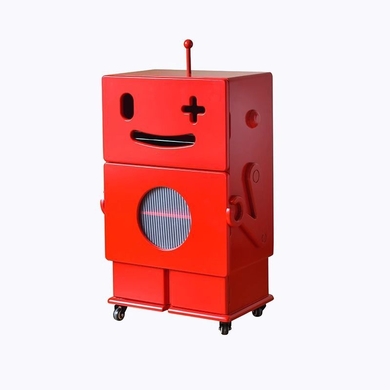 Minimalist creative art robot mobile side table - glossy, skin-touch finish - living room sofa table, bedside nightstand, storage & decorative cabinet