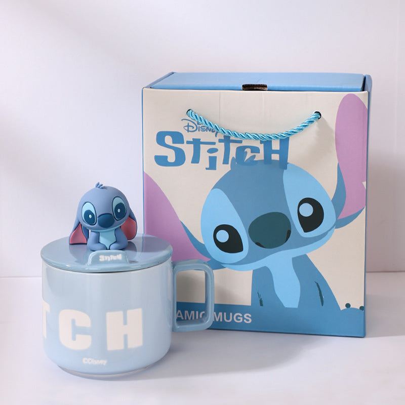 Ceramic cup gift box mug with lid with spoon coffee cup holiday gift box cartoon cup cute water cup