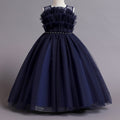 Evening dress girls' dress hostess dress princess dress mesh puffy dress summer sweet elegant one shoulder