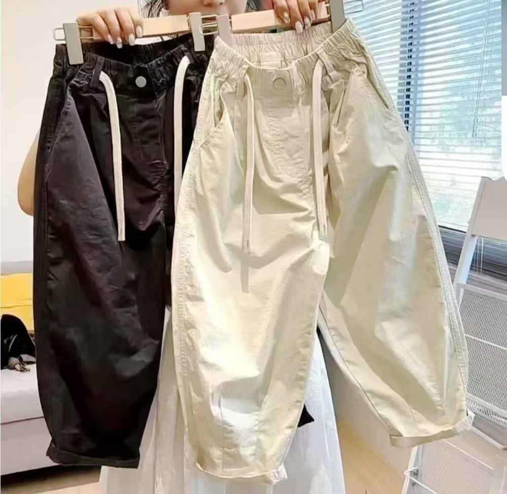 Boys' and girls' mosquito-proof pants, summer lightweight cotton cargo pants, new casual loose-fit trousers for boys