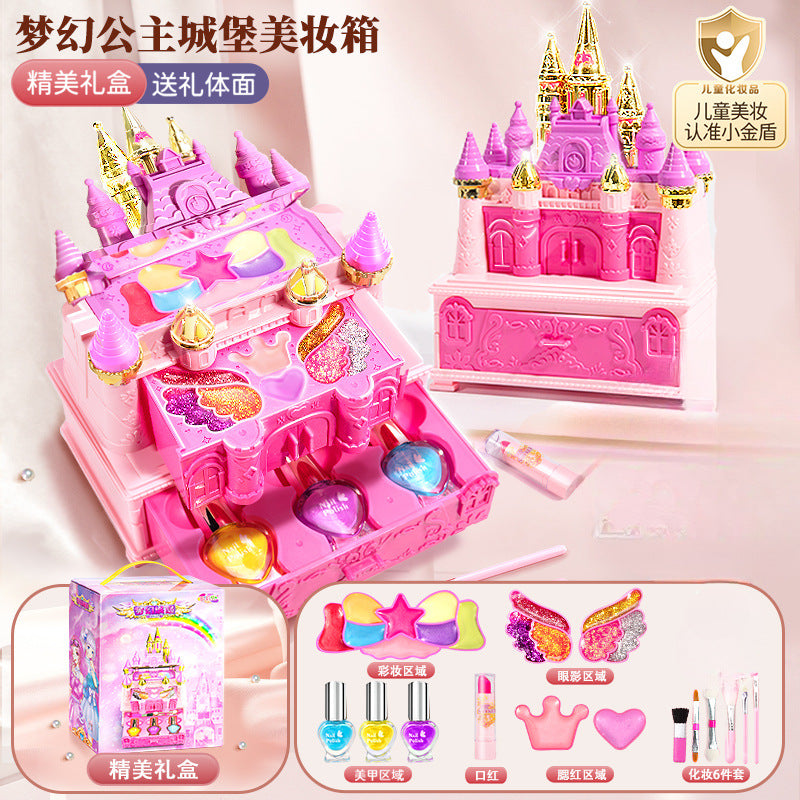 Kids' makeup table playset toy - nail polish, princess makeup box, pretend play, parent-child interaction