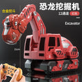 large alloy kids remote control excavator toy car electric excavator car dinosaur boy engineering vehicle