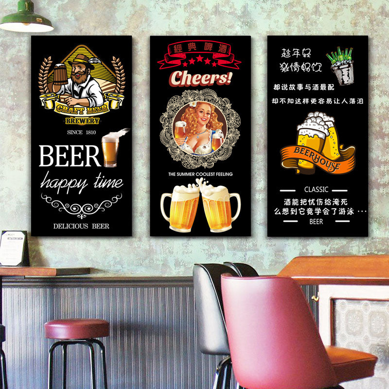 Bar wall decoration painting leisure bar pub box mural industrial style background wall beer KTV hanging painting