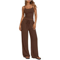 European and american cross-border  foreign trade y2 women's  casual set - solid color camisole and wide-leg pants 2-piece outfit