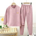 Kids german velvet heattechintimateswinterfleece-linedthickened boneless boys and girls quick-heating bottom pajamas home wear suit