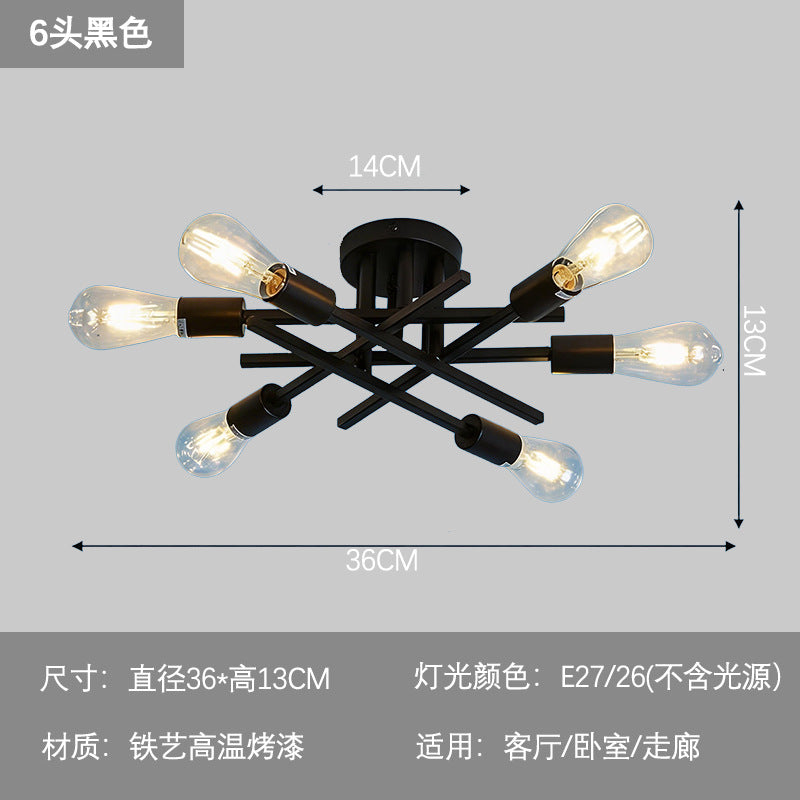 Modern minimalist molecular creative multi-head iron art ceiling light - industrial style for living room, bedroom, dining room, and homestays