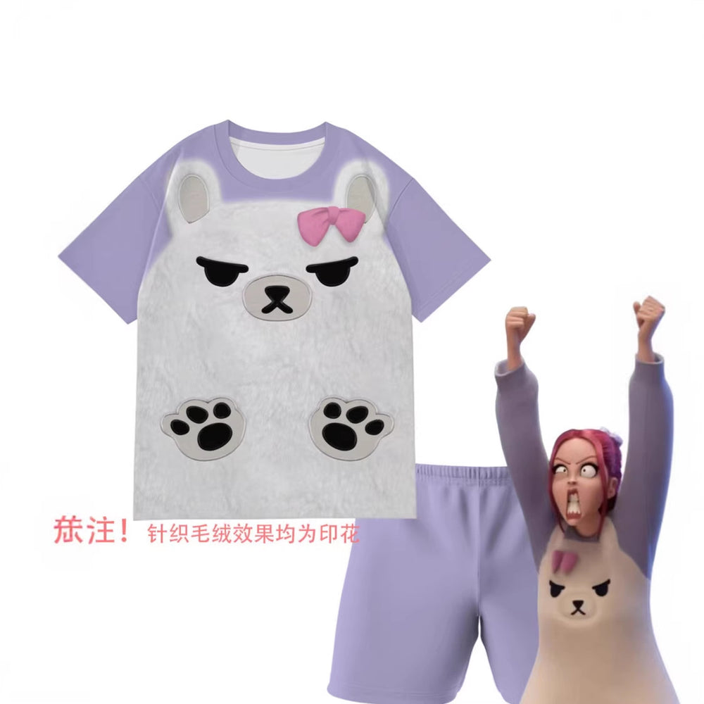 new k-pop demon slayer girl group short sleeve & shorts cartoon anime merchandise kids' pajama set loungewear