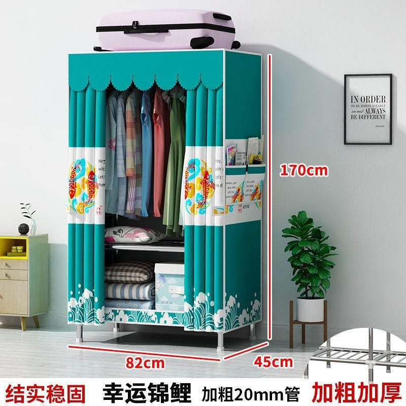 Simple fabric wardrobe rental house steel pipe thickened wardrobe for home bedroom dormitory storage cabinet