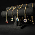 Women's heart-shaped slide chain necklace with detachable heart o-ring, gold cuban chain, and sparkling crystal pendant, adjustable
