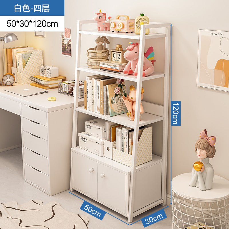 Bookshelf Floor-to-ceiling shelf Multi-layer against the wall Bedroom Home locker Wrought iron storage display Living room trapezoidal shelf