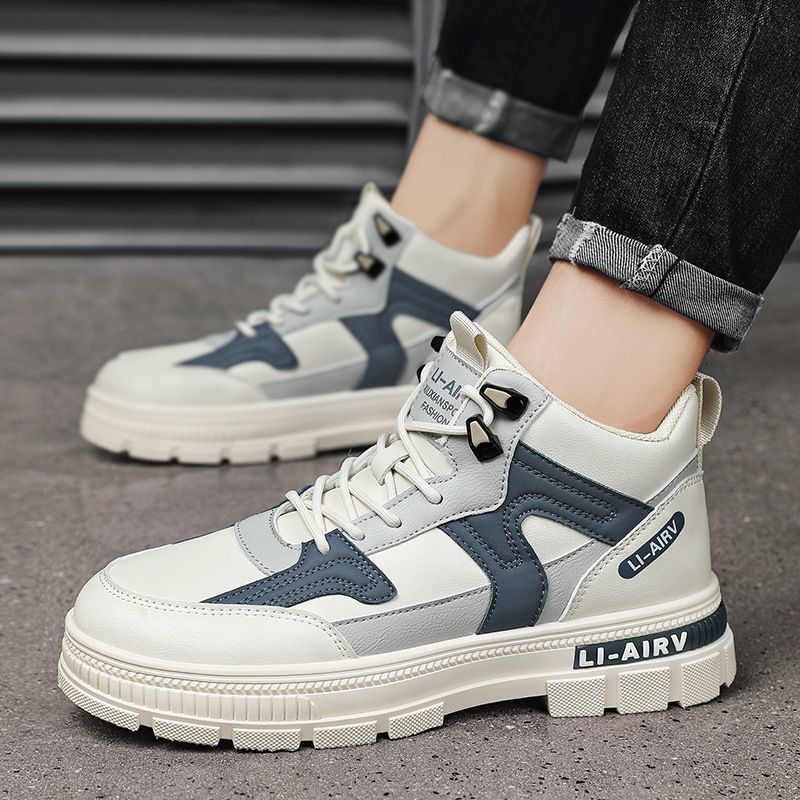 Boots for men 2024new arrivalspring high-top casualwinter youth white shoes mid-top heightening workwear boots