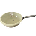ceramic non-stick wok, household uncoated small white pot, flat-bottomed pan, stir-fry pan, suitable for gas and induction cooktops