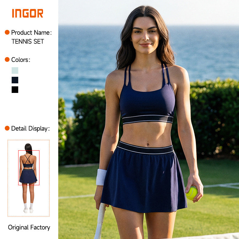 outdoor spring and summer yoga skirt lined fashion tape quick-drying sports skirt women's golf tennis skirt tennis skirt
