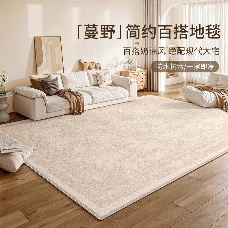 Creamy chic luxury waterproof & stain-resistant rug - new home collection, thickened, customizable, high-end area rug for living room, bedroom, or bedside