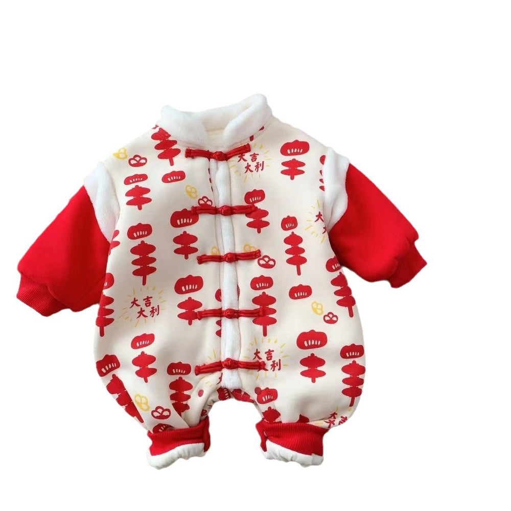 Baby winter clothes quilted thickened outfit for boys and girls, newborn swaddle romper, autumn and winter warm bodysuit