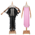 Fashion cross-border foreign trade  mesh patchwork dress african plus size women's suspender skirt two-piece setin stock
