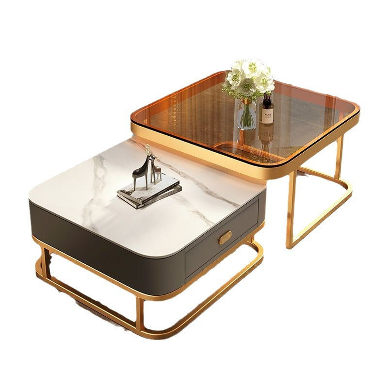 Modern minimalist sintered stone coffee table - luxury, trendy, space-saving design for small living rooms - available in various sizes for creative home combinations