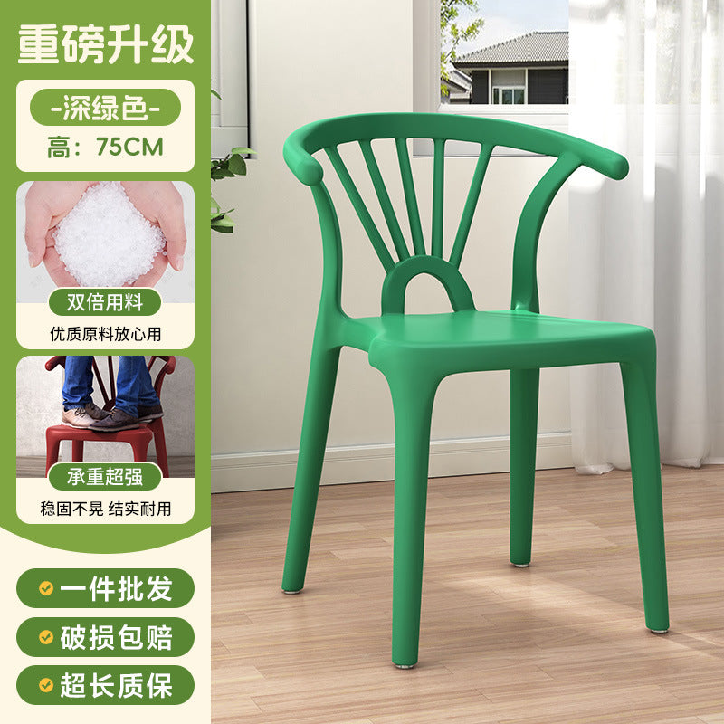 Scandinavian dining table and chairs modern casualthickened stool plastic chair dining chair for home backrest desk chair stackable stool