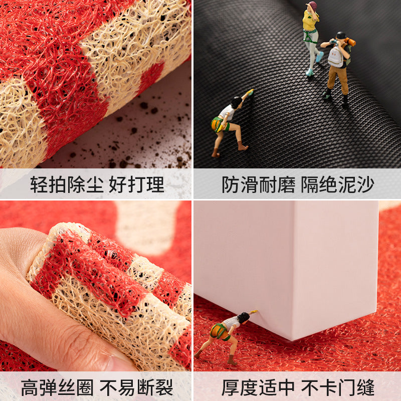 Entrance door mat, anti-slip red festive stain-resistant coil mat, no-wash wipeable  new arrival doormat