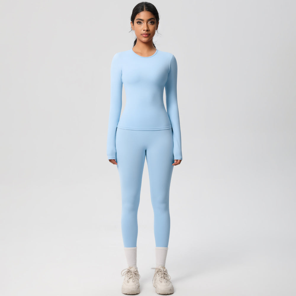European and american brushed nylon tight-fitting yoga set - casual, quick-drying fitness apparel for women's outdoor running and sports