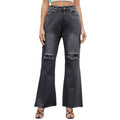 European and american cross-border trade independent station  new  denim wide-leg pants ripped slightly flared jeans for women