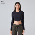 New women's yoga top: skin-friendly, barely-there feel, breathable fitness top, cropped, slim-fit, long-sleeve activewear (daw193)