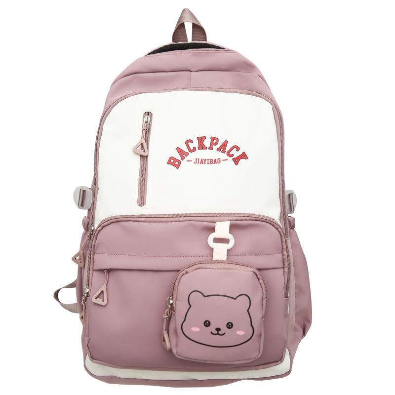 Small fresh student schoolbag, cute, fashionable and high-value backpack, large-capacity texture splicing contrasting color backpack.
