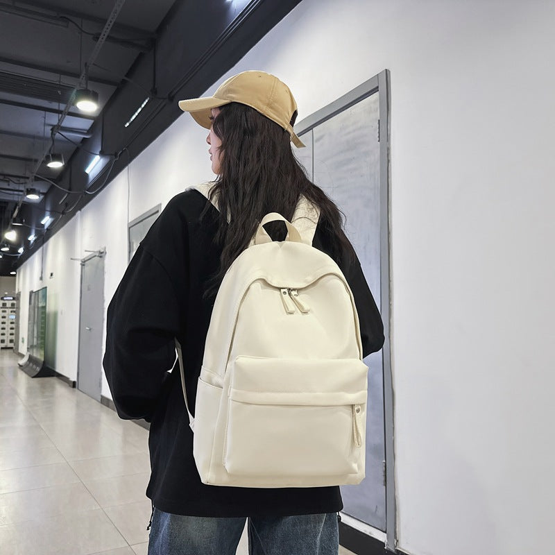 Solid color simple backpack fashion Mori travel small backpack college student shoulder Oxford cloth daily versatile shoulder