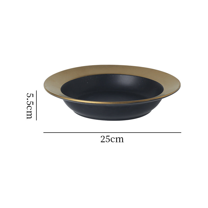 Japanese retro ceramic dinnerware - western dessert, straw hat plate, restaurant hot pot, soup plate, fruit salad, snack deep dish