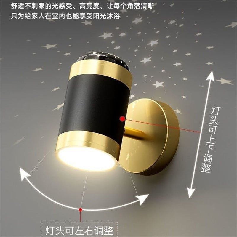 Nordic wall lamp  new internet celebrity starry sky lamp projection bedside light luxury creative stylish bedroom lighting fixture