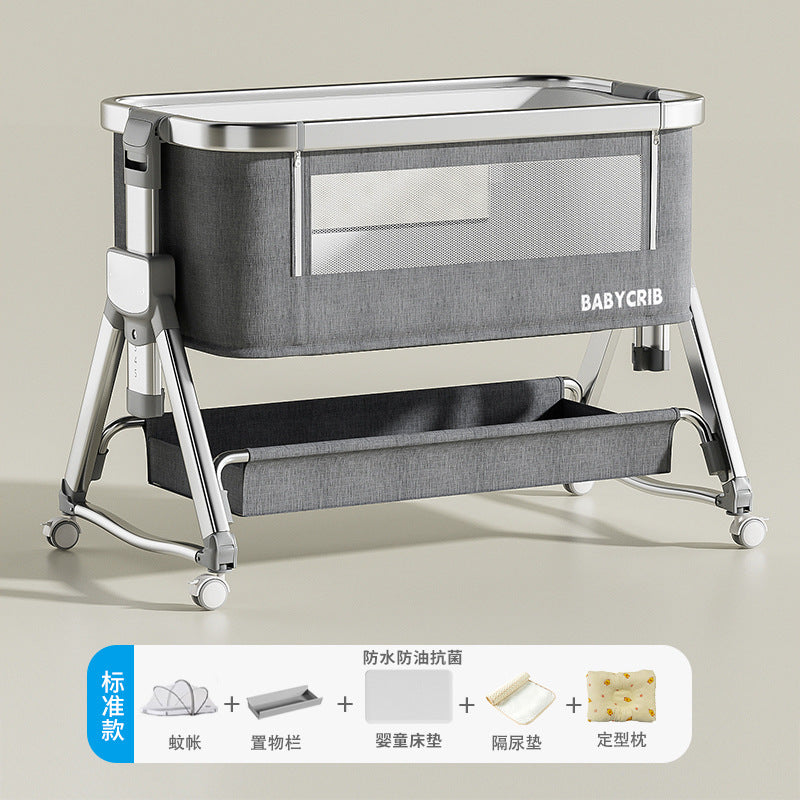 Aluminum alloy baby crib - portable, foldable, and convertible bassinet - multifunctional newborn bed - splice-together large bed