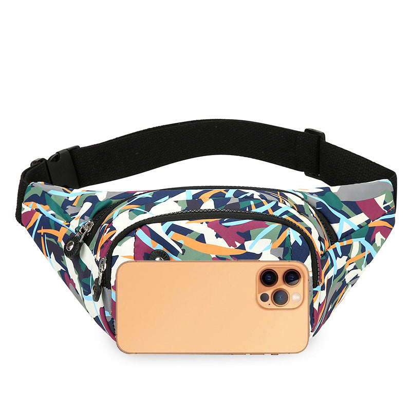Cross-border new women's fanny pack, colorful printing, large-capacity casual messenger breast bag, light mobile phone bag, cashier wallet