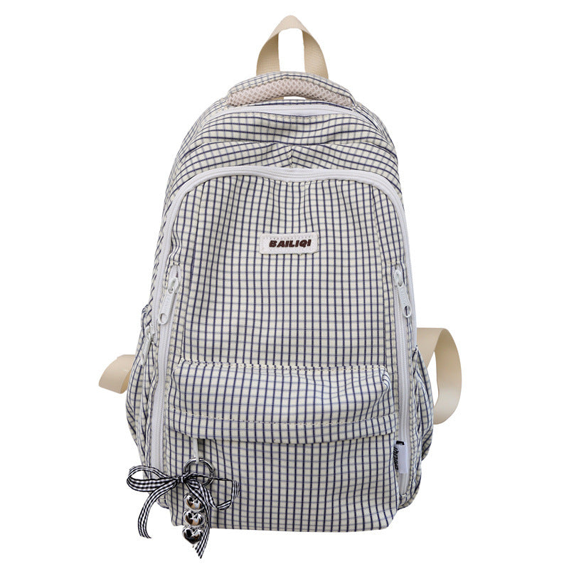 Spring outing high-looking plaid school bag for female junior high school students k-style ins style forest style easiest for match campus simple girl style double