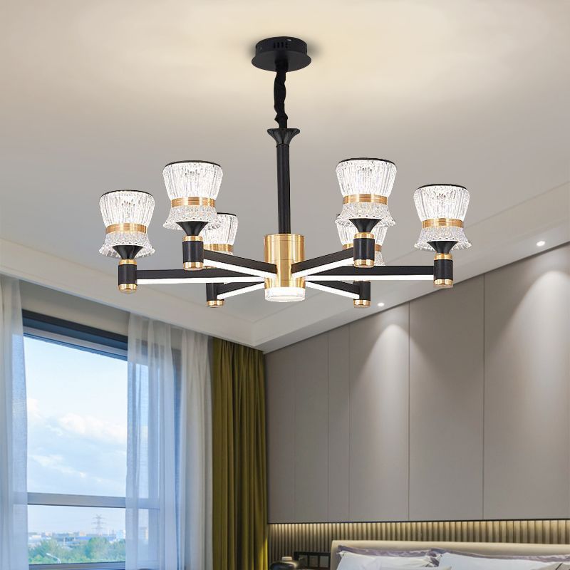 Living room lamp chandelier modern casualaccessible luxury aluminum chandelier bedroom dining room lamp arm luminous elegant dustproof
