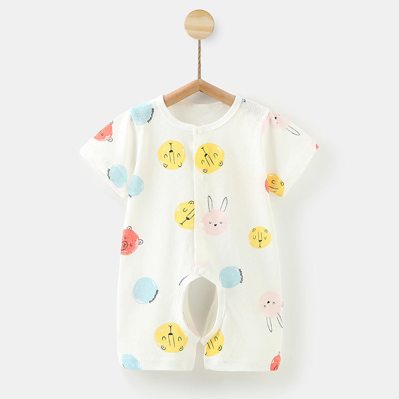 Baby short-sleeve romper, 100% cotton, newborn infant sleep sack, crawling suit, 0-1 year old, summer lightweight clothing