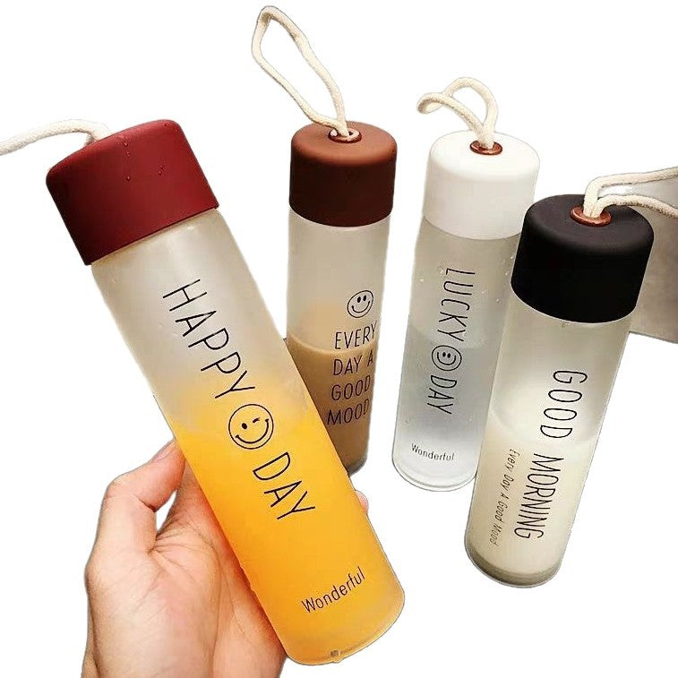 Creative smiley face mood water bottle - portable sports tumbler - frosted glass cup - gift cup - custom logo printing - promotional cup