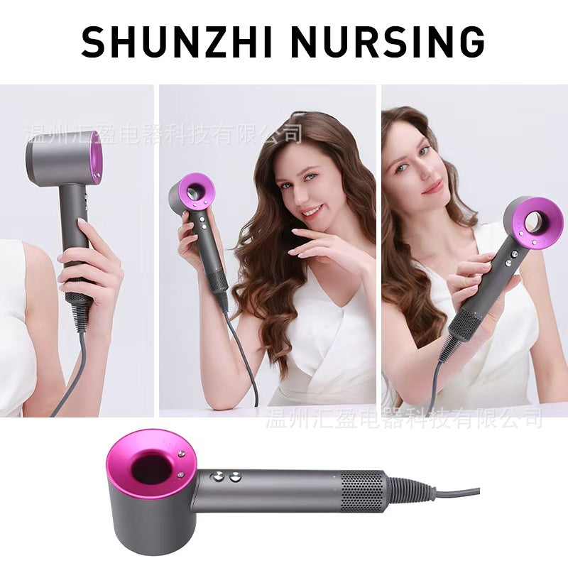 High-speed hair dryer for home use - negative ion, quick-drying, powerful airflow, bladeless design, gentle on hair, quiet operation, multiple plug options, bladeless