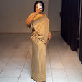 European and american cross-border women's clothing  summer new arrival: casual loose v-neck striped short-sleeve top and wide-leg pants set
