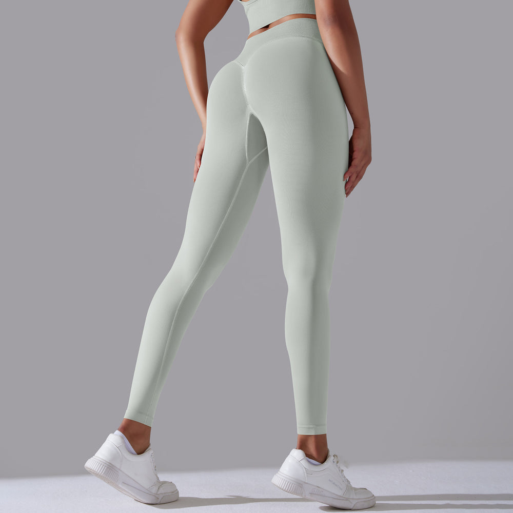 fashion seamless knittingpure colorhigh waist tight peach butt yoga pants sports running fitness nine-point pants